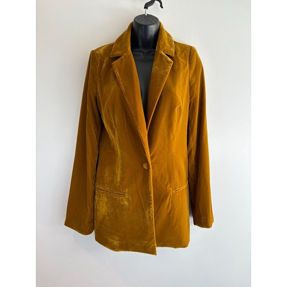 Staud Velvet Pantsuit, Size S/6, Butterscotch, Blazer & Wide-Leg Pants - Picture 8 of 14